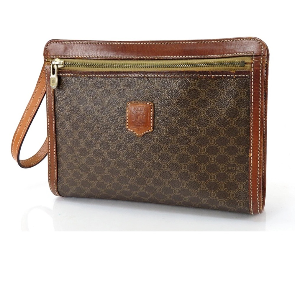 Celine Brown Patterned Wristlet - image 1